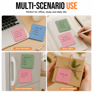Scalloped Edge Lined Sticky Notes Creative Wave Shape <b>Memo</b> <b>Pads</b> Strong Adhesive Removable Colorful Notepads for Office School St - Product Image 3