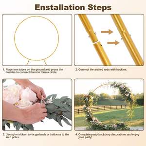 याचेन राउंड पृष्ठभूमि स्टैंड 6.6/7.2 फीट गोल्डन मेटल सर्कल गार्लैंड फ्रेम शादी के लिए जन्मदिन पार्टी बेबी शॉवर सजावट - Product Image 6