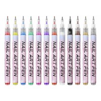 Stylos à ongles en PVC 12 couleurs, pointe 0,5 mm/0,7 mm, pour la décoration des ongles, outils de dessin pour usage quotidien, lot individuel