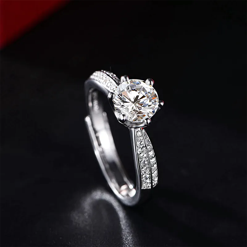 Wholesale 1.0ct 925 Sterling Silver VVS1 Lab Diamond Moissanite Halo Rings round Wedding Engagement Ring for Women for Parties