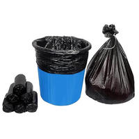 Sacs poubelles jetables noirs en HDPE épais, pratiques pour le nettoyage, à fond plat, pour usage domestique, en rouleau