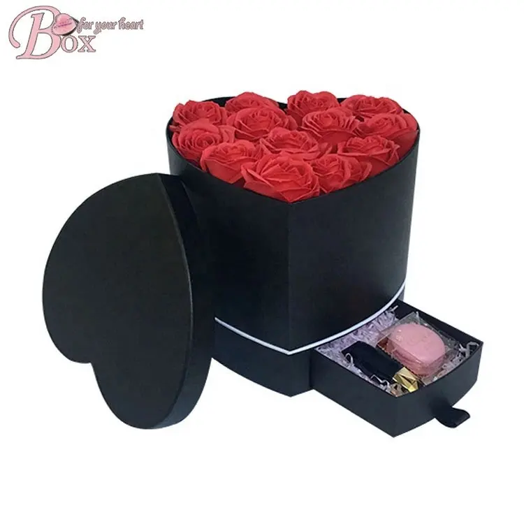 Boîte d'emballage cadeau en papier rose, boîte à fleurs en forme de cœur pour mariage, vente en gros, 50 pièces