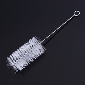 Brosse de nettoyage en nylon, acier inoxydable 304, blanche, avec boucle de suspension, pour le nettoyage des becs de tasses et des tubes à essai - Product Image 1