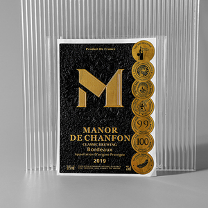 Rótulo gravado do vinho impermeável seu logotipo do projeto Impressão etiquetas da folha do ouro para o vinho