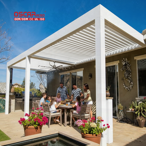 Techo de lamas de aluminio retráctil automático con <span class=keywords><strong>lona</strong></span> y cortina, gazebo para mesa de exterior <span class=keywords><strong>en</strong></span> <span class=keywords><strong>patio</strong></span> trasero, jardín, pérgola - Product Image 1