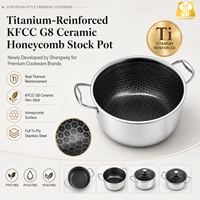 Olla Profesional G8 de Cerámica de 20 cm con Revestimiento de Panal de Abeja, Reforzada con Titanio, Libre de PFAS, Utensilios de Cocina Híbridos de Acero Inoxidable de Triple Capa