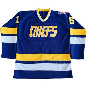 Maillot de hockey Hanson Brothers Charlestown Chiefs bleu 16 en sergé résistant à l'humidité pour homme - Product Image 2