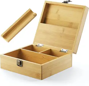Customize Premium Wooden Stash Box with Tray Large Storage Bamboo Boxes Organizer Smoking Accessories