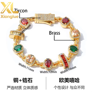 Pulsera de tenis unisex de lujo ligero de alta gama, estilo europeo-americano, con engaste de gema de color tipo garra, chapado de 0.3mm, moda transfronteriza - Product Image 1