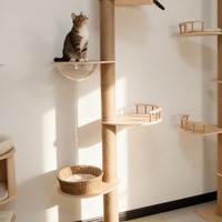Arbre à chat en bois classique pliable de luxe au design unique, grand format, avec griffoirs, édition Noël et Halloween, en carton