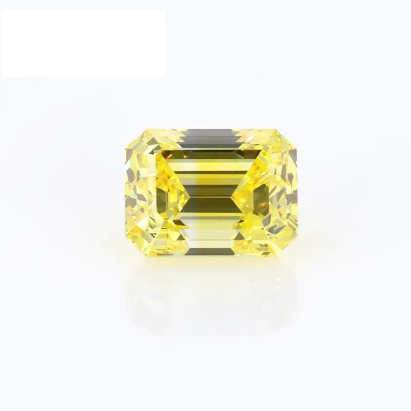 Venta al por mayor de diamantes de colores de lujo HPHT cultivadas en laboratorio CVD diamantes de corte esmeralda diamantes amarillos de lujo de 1 quilate