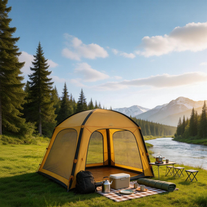 Square Camping <b>Canopy</b> <b>Tent</b> with Zipper n 4-Way Ventilation Waterproof Dome <b>Tent</b> for Outdoor Camping and Family Gatherings - Product Image 4