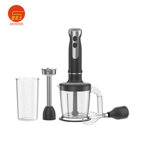 Mixeur Plongeant Électrique Compact Silencieux à Vitesse Variable 2 Vitesses Commande par Bouton Poussoir pour Smoothies Hachoir Domestique en Plastique