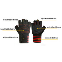 Gants de musculation demi-doigts en microfibre antidérapants, respirants, légers et ajustables à dégagement rapide pour la gym OEM ODM