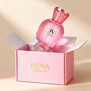 Botella de Fragancia Vacía de 100 ml con Forma de Caramelo Única |   Botella de Vidrio Rosa Acanalado Recargable para <span class=keywords><strong>Colonia</strong></span>, Envase de Lujo para Cosméticos - Product Image 3