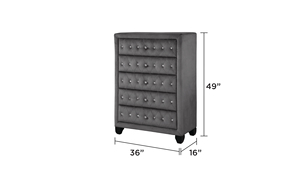 Modern Luxury <b>Convertible</b> Tufted and Upholstered Queen 5PC Bedroom Set Made with Wood in Gray - Product Image 5