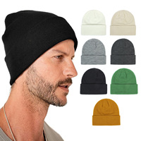 Bonnet tricoté multicolore à revers, style casquette, avec broderie de logo personnalisé, bonnet d'hiver épais en tricot pour homme