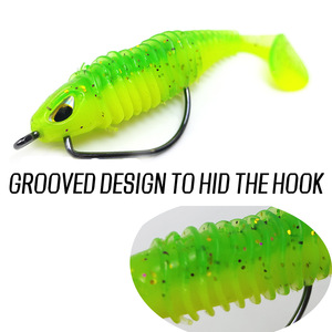 Kit de pesca Texas Rig, juego completo de señuelos suaves con cola en T, anzuelos offset, pesas tipo bala, cuentas, caja de almacenamiento, para agua dulce y salada, para pescar lubina - Product Image 5
