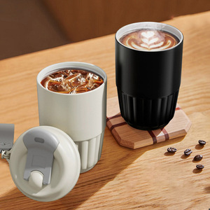 Taza termo de cerámica portátil moderna con asa para bebidas calientes o frías, café, agua, té para el hogar o viajes - Product Image 4