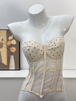 Top Corset Bustier Transparent à Pois pour Femme, Mode Estivale, Sans Bretelles, Amincissant et Sculptant la Taille, Style Club Crop