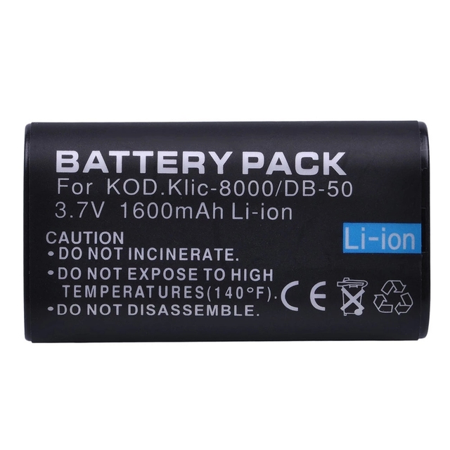 Klic-8000 DB-50 1600mAh Battery for Kodak Z8612 IS, Z1485 IS, Z1085 IS, Z1015 IS, Z1012 IS, Z812 IS, Z612 IS Camera
