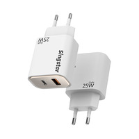 Adaptateur secteur double USB-A plaqué blanc, USB-C personnalisé OEM PD25W pour chargeur rapide Apple 18 pour iPhone 17 16 15 Pro