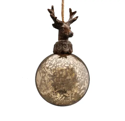 Christmas glass hanging ball with resin deer head