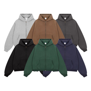 Sudadera con capucha de algodón grueso de alta calidad, cómoda, lisa, cálida, con cierre de cremallera, tela súper suave para hombre - Product Image 4