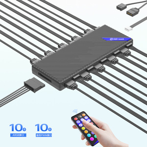 HiTreet 5V3Pin <b>Fan</b> Controller 10 Ports PWM ARGB Expansion <b>Computer</b> Case Cooling - Product Image 2