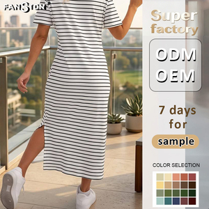 <span class=keywords><strong>Vestido</strong></span> Midi a <span class=keywords><strong>Rayas</strong></span> con Abertura para Mujer 2026 - Elegante <span class=keywords><strong>Vestido</strong></span> sin Mangas para Primavera/Verano, Top Casual a <span class=keywords><strong>Rayas</strong></span> Verticales de Moda para Venta al por Mayor - Product Image 2