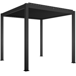 Pérgola de Aluminio Gris Oscuro con Techo de Láminas Ajustables, Impermeable, para Patio Exterior, Jardín, Modelo LC07 - Product Image 1