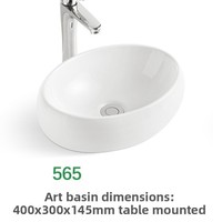 Évier en céramique moderne et simple, aspect granit, forme ovale, garantie 5 ans, pour salle de bain, balcon, hôtel, avec drain intégré et robinet monotrou
