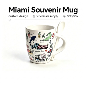 Mug à café en céramique personnalisé avec cuillère, motif souvenir de <span class=keywords><strong>Miami</strong></span>, design destination pour votre collection, OEM ODM, vente en gros - Product Image 1