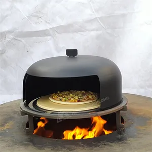 Four à pizza feu de bois brûleur plaque chauffante kit dôme mobile extérieur grand bois restaurant professionnel bois de chauffage