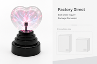 Lampe sphérique LED à arc électrique en verre, design cœur, 2700K, blanc chaud doux, taille moyenne, pour chambre d'enfant, bureau, DC 6V, vente en gros