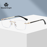 Gafas de Diseñador de Marca, Modernas y de Lujo para Hombre, Montura Metálica sin Aro, Lentes Ópticas, Logotipo Personalizado para Empresas