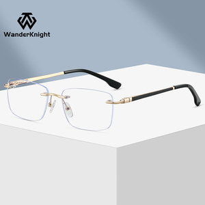 Lunettes de vue sans monture en métal pour hommes, de marque, tendance, de luxe, avec logo personnalisé pour entreprises - Product Image 2