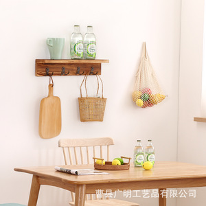 Estante de Almacenamiento Rectangular de Pared, Color Haya Quemada, Sin Perforaciones, Tipo Montaje en Pared, Organizador de Ropa para 2.ª Planta - Product Image 1