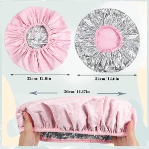 Masque capillaire auto-chauffant en aluminium, <span class=keywords><strong>bonnet</strong></span> <span class=keywords><strong>de</strong></span> soin capillaire à double couche, imperméable et antistatique pour la douche - Product Image 6