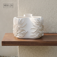 Vase artisanal Merlin Living en porcelaine blanche, vase en carrelage, vase en céramique moderne pour la décoration de la maison, fabrication de la fabrique de céramique de Chaozhou