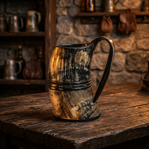Mug à boire en corne de buffle, style religieux américain moderne, qualité excellente, artisanat écologique fait main, forme naturelle, souvenir - Product Image 1