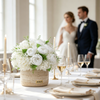 Op maat gemaakte travertijn porseleinen vaas Valentijnsdag gemengde geconserveerde rozen echte bloemen event tafeldecoratie bruiloft decoratie