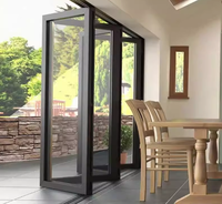 Puertas Plegables de Aluminio de Alta Calidad para Exteriores, Puertas Corredizas Plegables, Puertas Impermeables Tipo Acordeón para Cafetería, Tienda, Apartamento