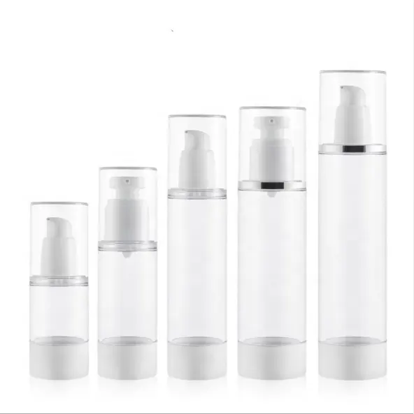 15ml 30ml 50ml 80ml 100ml vuota di plastica cosmetic chiaro airless pompa bottiglia di lozione spruzzo