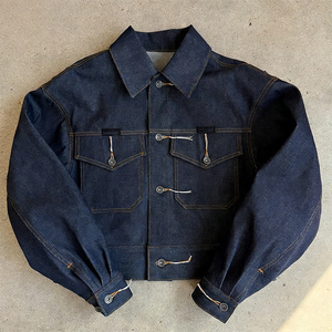 Chaqueta de mezclilla de algodón lavada para hombre, estilo japonés, de peso pesado, con botones, corte holgado, vintage, informal, con dobladillo sin rematar, resistente al viento - Product Image 1