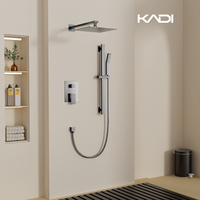 Ensemble de robinet de douche thermostatique de salle de bain moderne en laiton massif mitigeur pluie dissimulé noir mat Juego De Ducha