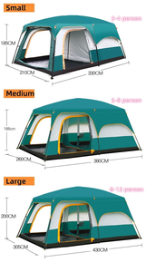 Carpa de Camping <span class=keywords><strong>para</strong></span> 4-12 Personas, 3 Habitaciones, <span class=keywords><strong>para</strong></span> <span class=keywords><strong>Fiestas</strong></span> Familiares y Picnics, 2 Dormitorios, 1 <span class=keywords><strong>Sala</strong></span> de Estar, Techo Panorámico Impermeable de PU Reforzado - Product Image 4