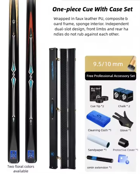 Black One-Piece Cue With Case Set