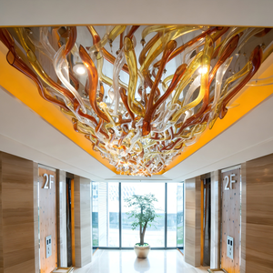 Lámpara de Techo de Cristal Soplado a Mano, Diseño Moderno y Retorcido, Estilo Murano, para Vestíbulo de Hotel, Ascensor o Recibidor - Product Image 1