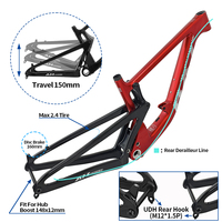 Cadre de suspension en carbone BXT 117 All Mountain AM, frein à disque, 29er Boost, dérailleur arrière UDH, débattement 150 mm